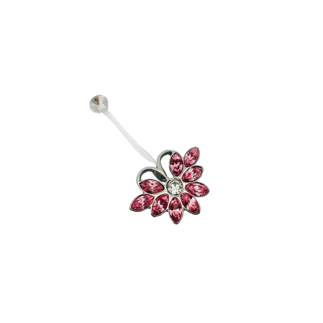 Pink Crystal Butterfly Maternity Navel Bar