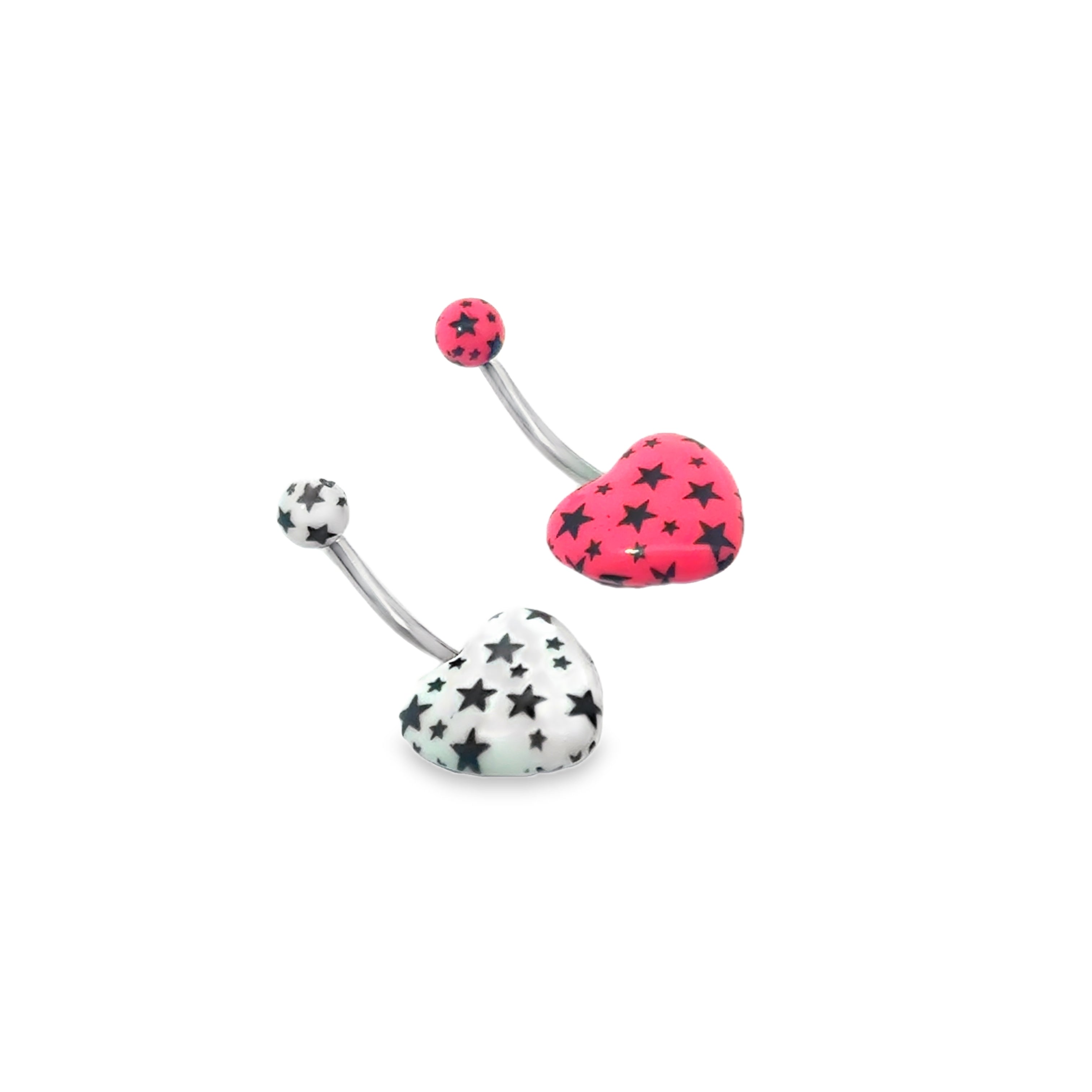 Graphic Heart and Star Navel Bars