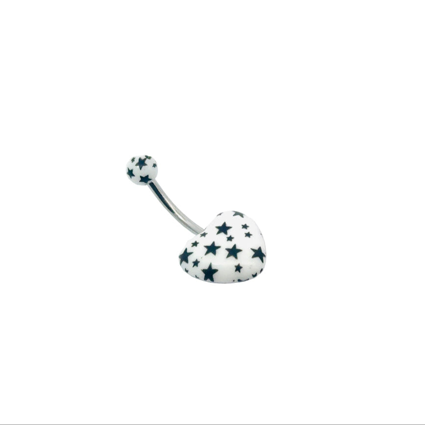 Navel bar with star pattern on a white background