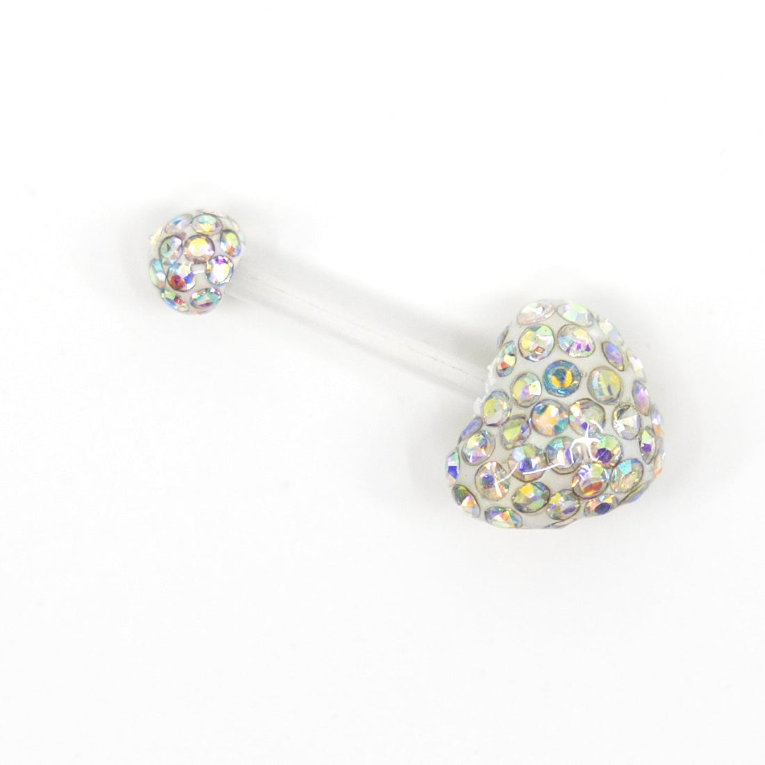 Bio-Plastic Gem Encrusted Heart Navel Bar