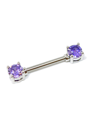 NP09 Silver bar with purple circular gems