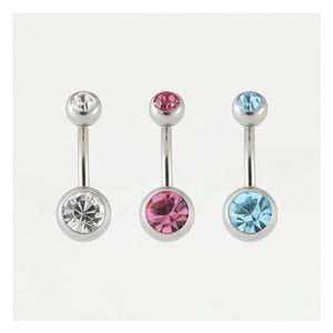 Multicolour Crystal Gem Navel Bars 3pk