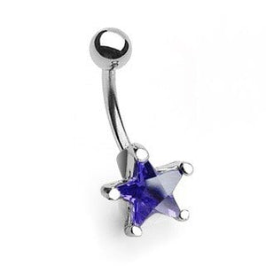 Purple Crystal Star with Purple Gem Belly Ring 10mm NA06