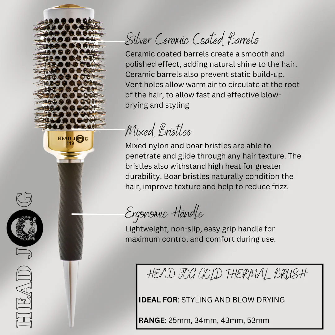 Head Jog Gold Thermal Ceramic Brush Multiple Size