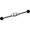 Black Bar with 3 Crystal Gems Scaffold Industrial Barbell Piercing Bar 36mm SCAFF 03