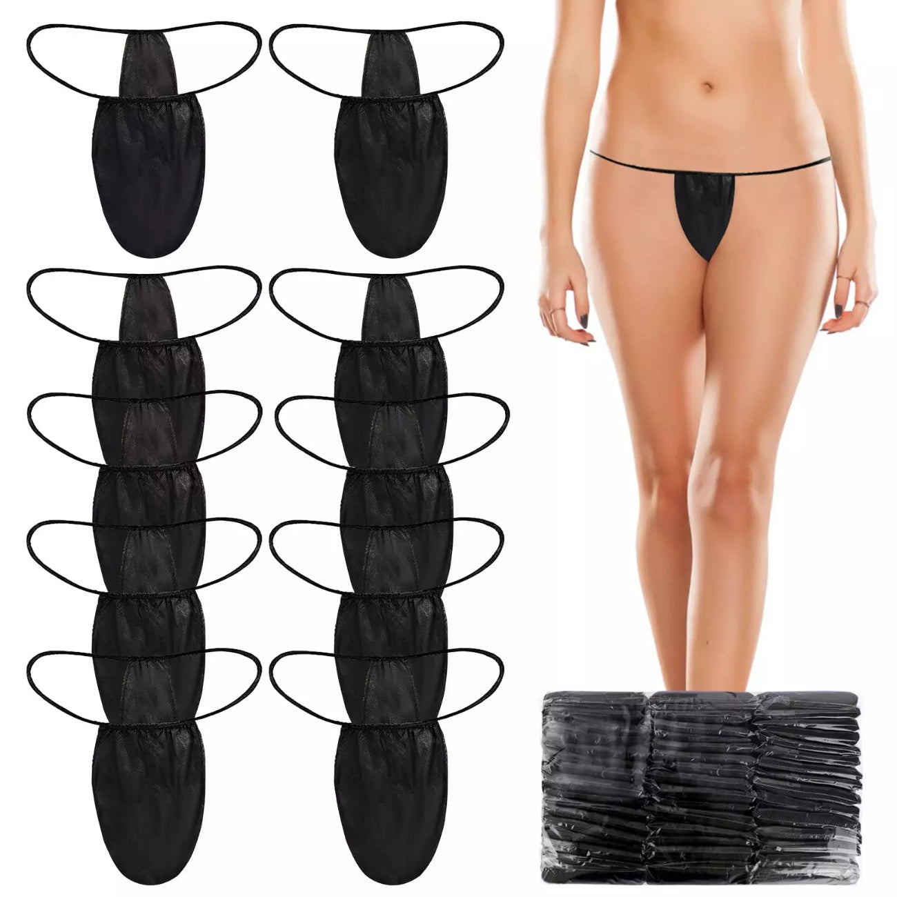 AGENDA Disposable G Strings Tanning Black 50pk