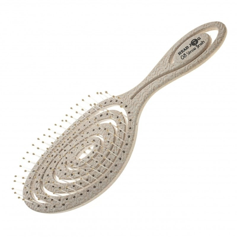 ash coloured headjog branded hairbrush on a white background