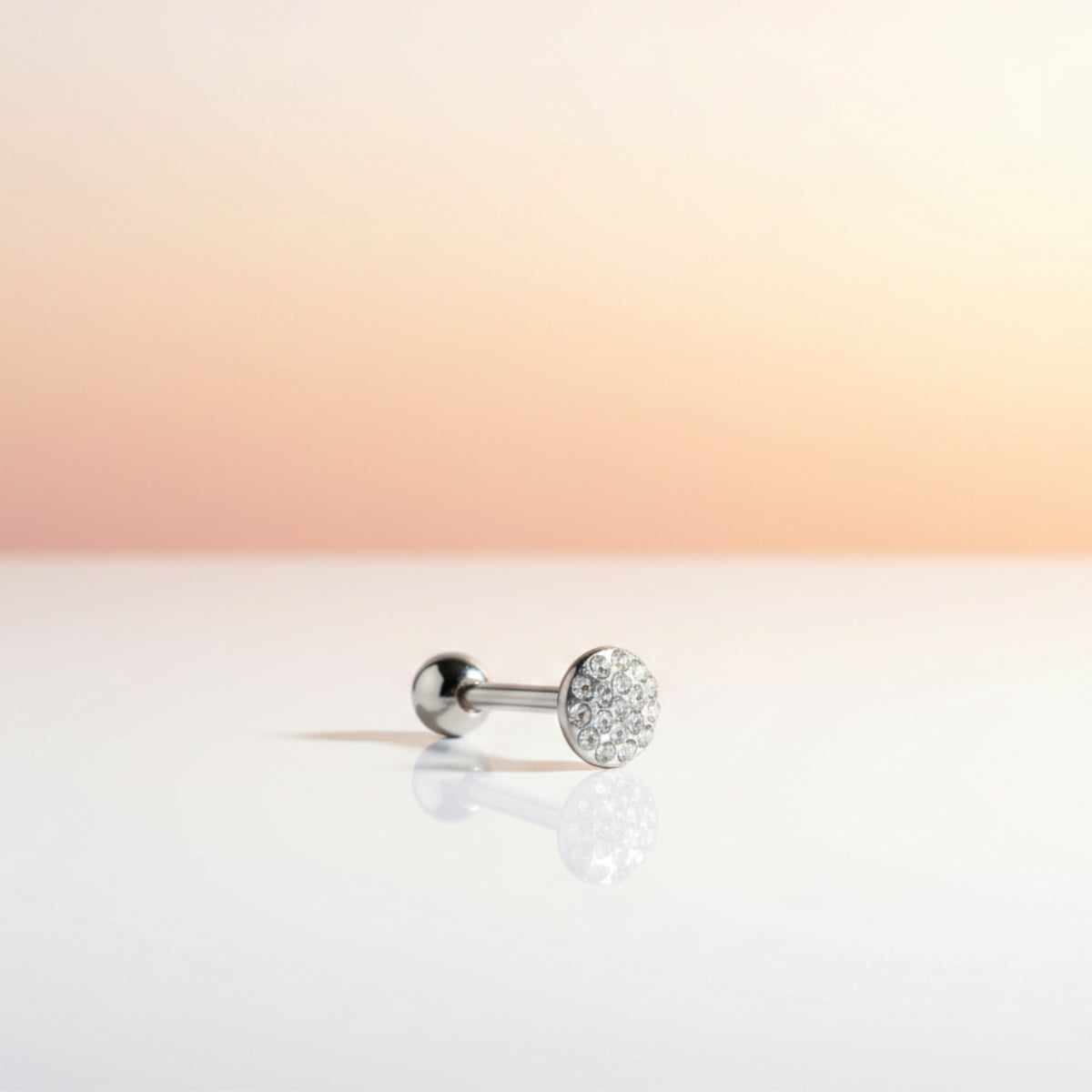 Clear Gem Sparkle Dome Silver Barbell Tongue Bar 14mm