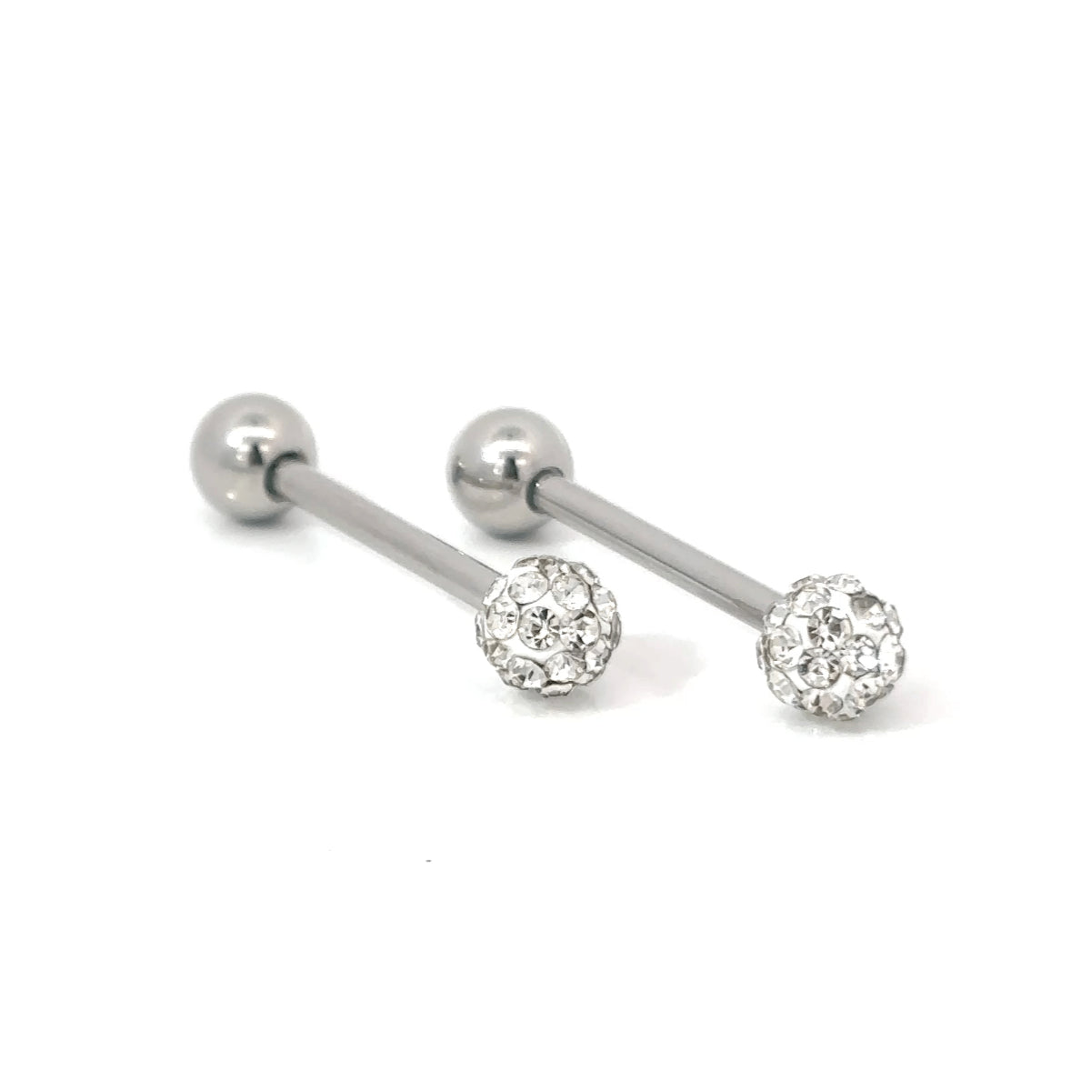 2 Pack Clear Gem Sparkly Barbell Tongue Bar 14mm