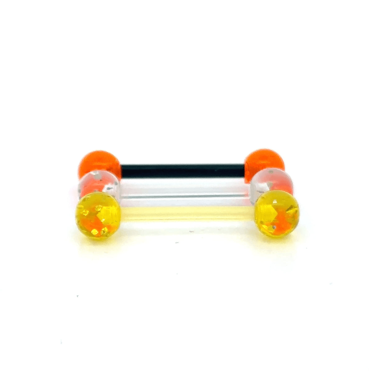 3 Pack of Bio Plastic Barbells Yellow Clear and Orange