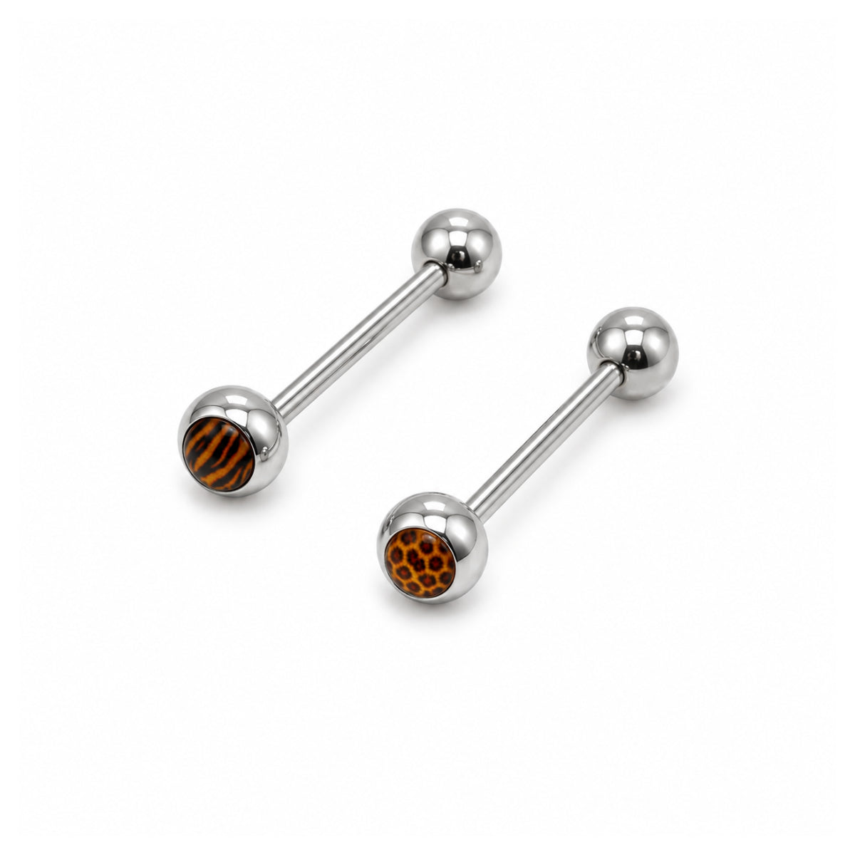 2 Pack Animal Print Barbells 14mm Tongue Bars