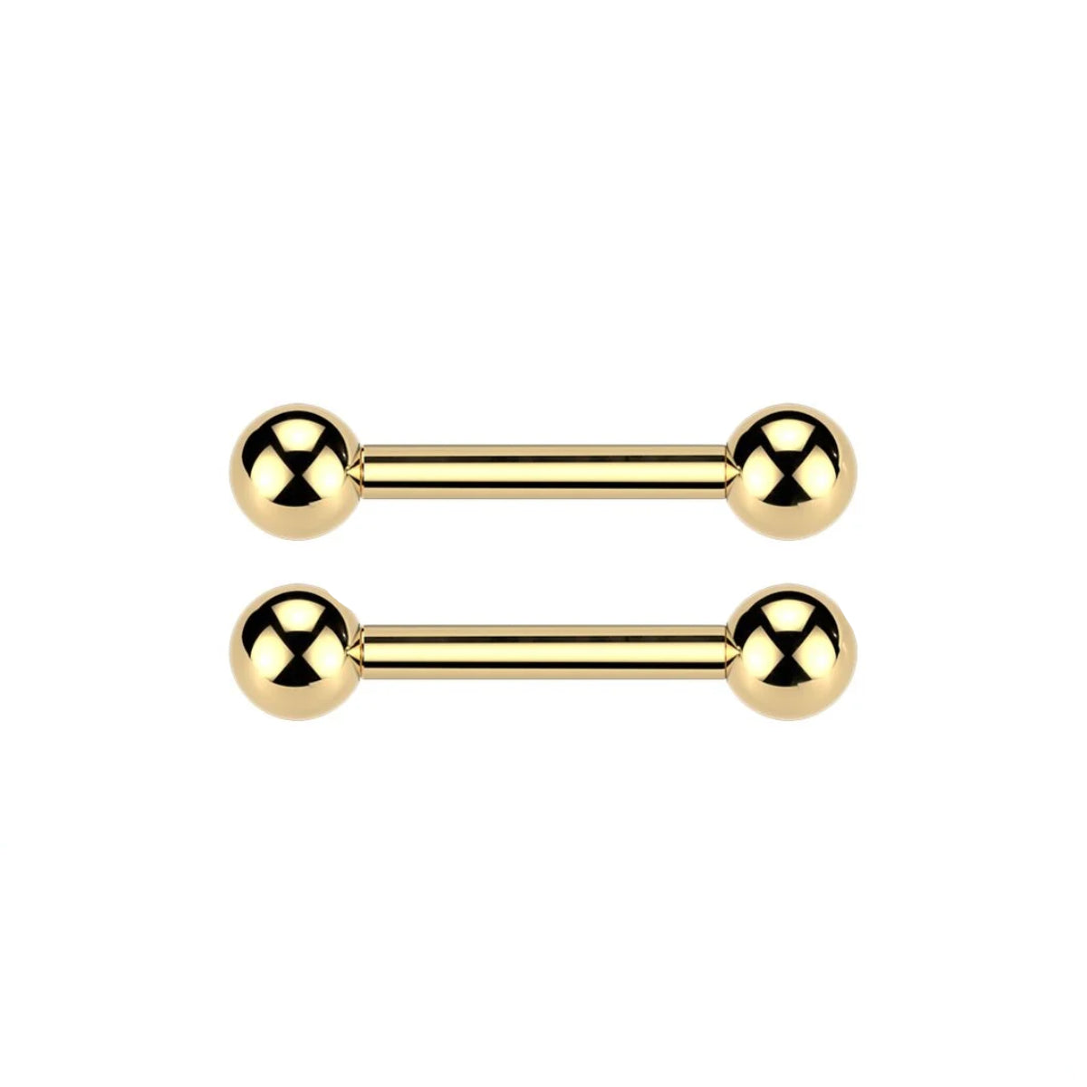 2 Gold Timeless Barbells 14mm Tongue or Nipple Bars