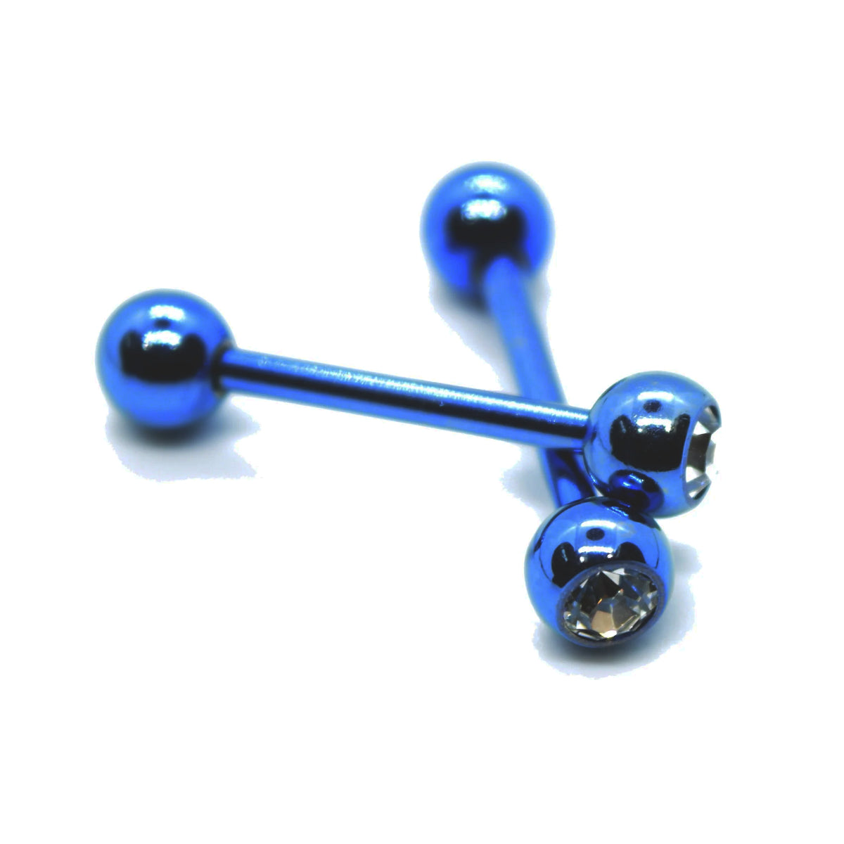 2 Pack Barbells with Clear Gem 14mm Tongue and Nipple Bar