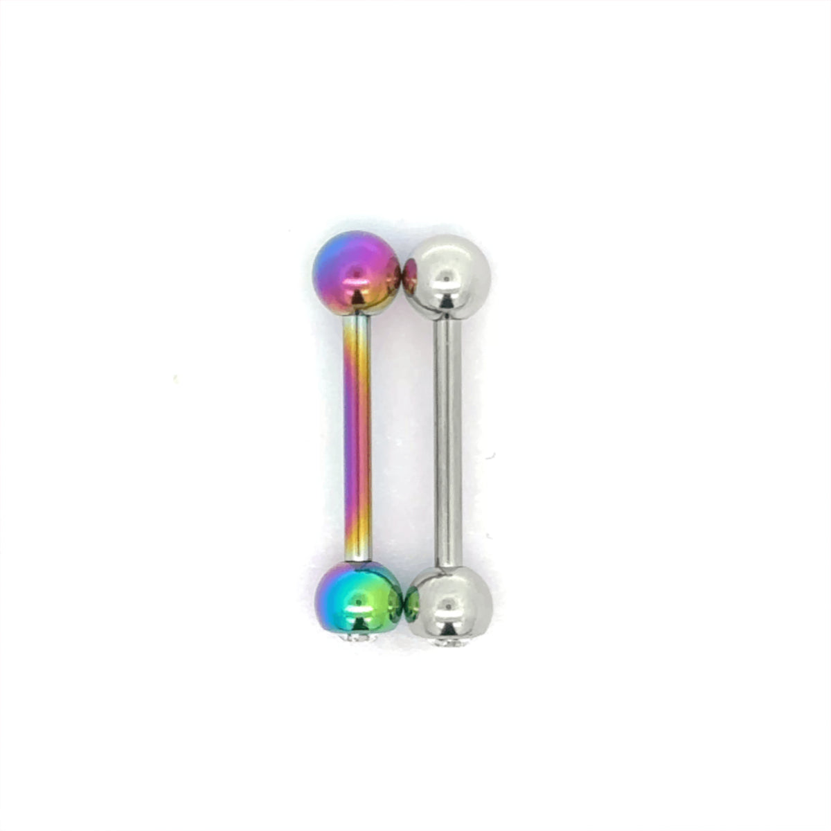 2 Pack Barbells with Clear Gem 14mm Tongue and Nipple Bar
