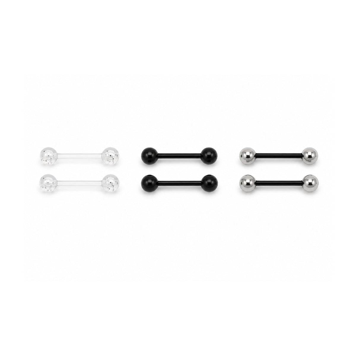 Set of 2 Bio Plastic Barbells 14mm Tongue & Nipple Bars