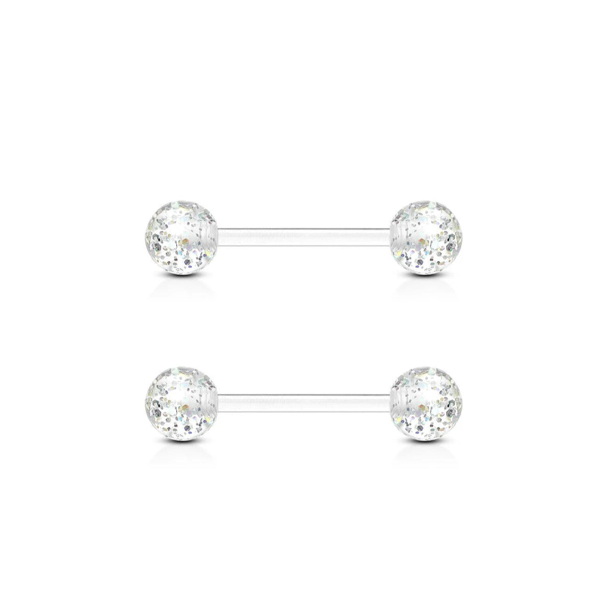 Set of 2 Bio Plastic Barbells 14mm Tongue & Nipple Bars