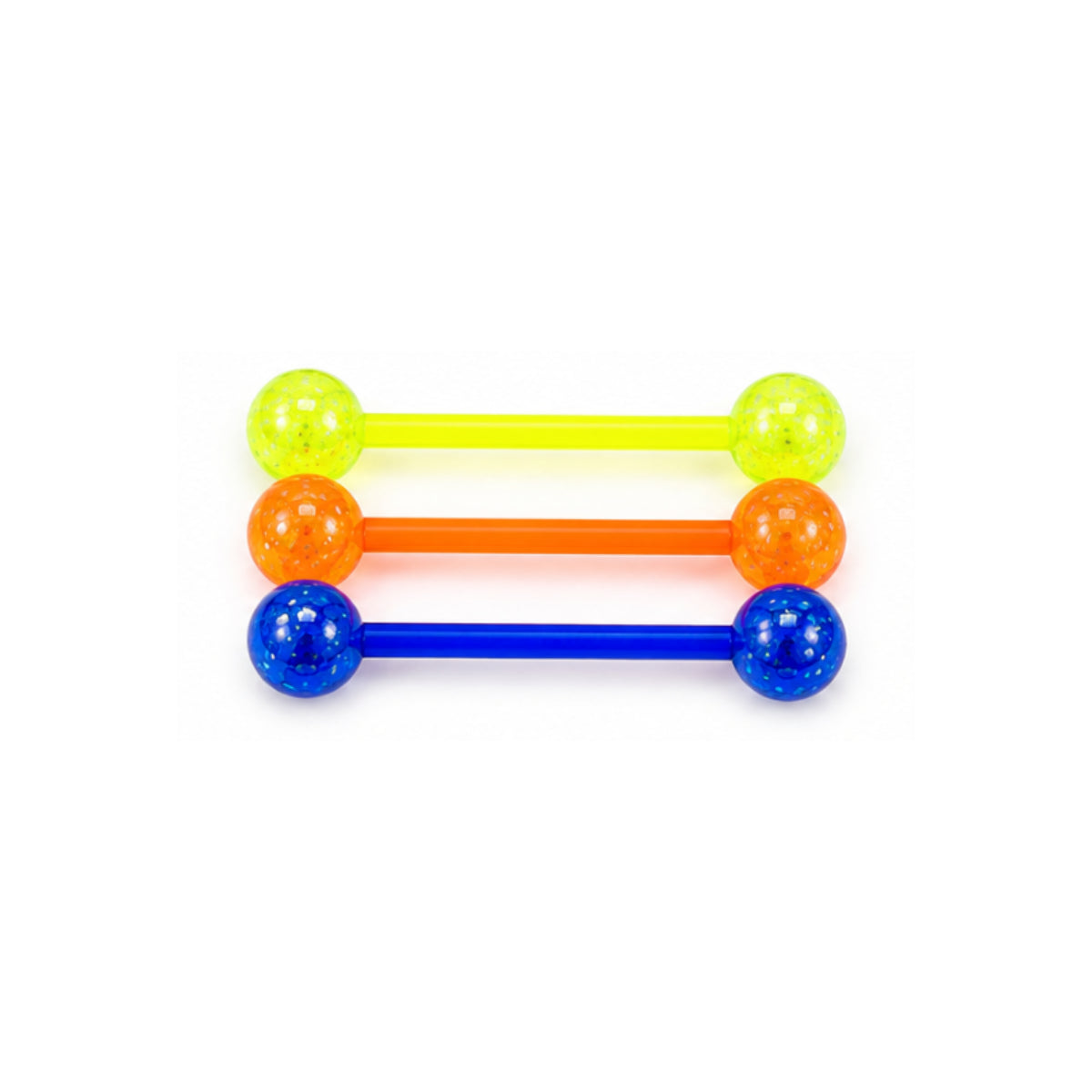 Set of 3 Bio Plastic Coloured Barbells 12mm & 14mm Tongue & Nipple Bars