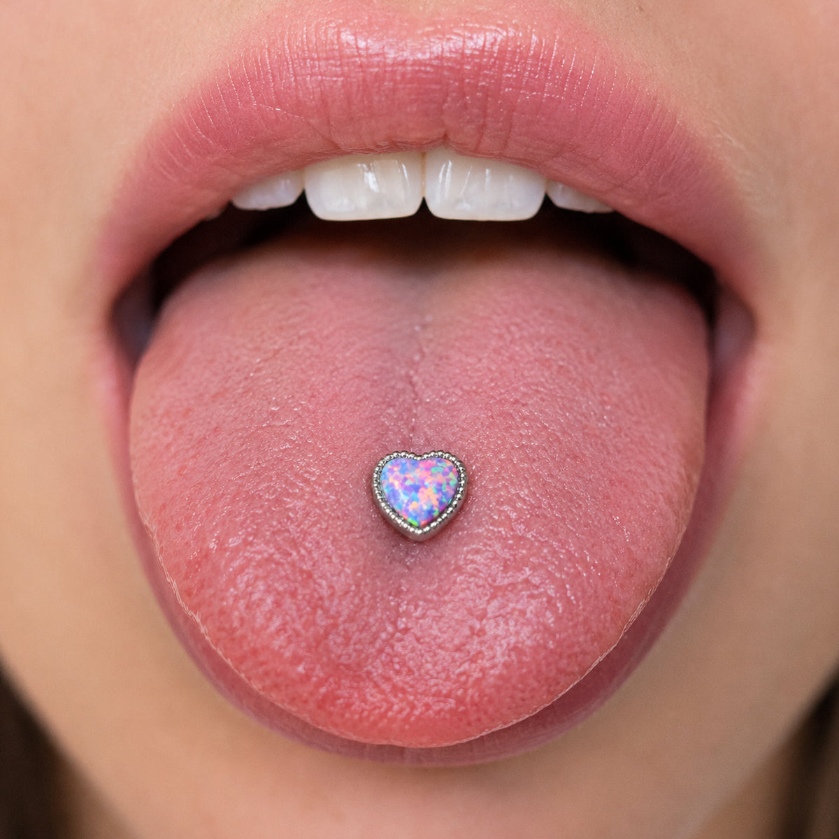 2 Pack Heart Opal Blue & Purple Barbells 14mm Tongue Bars