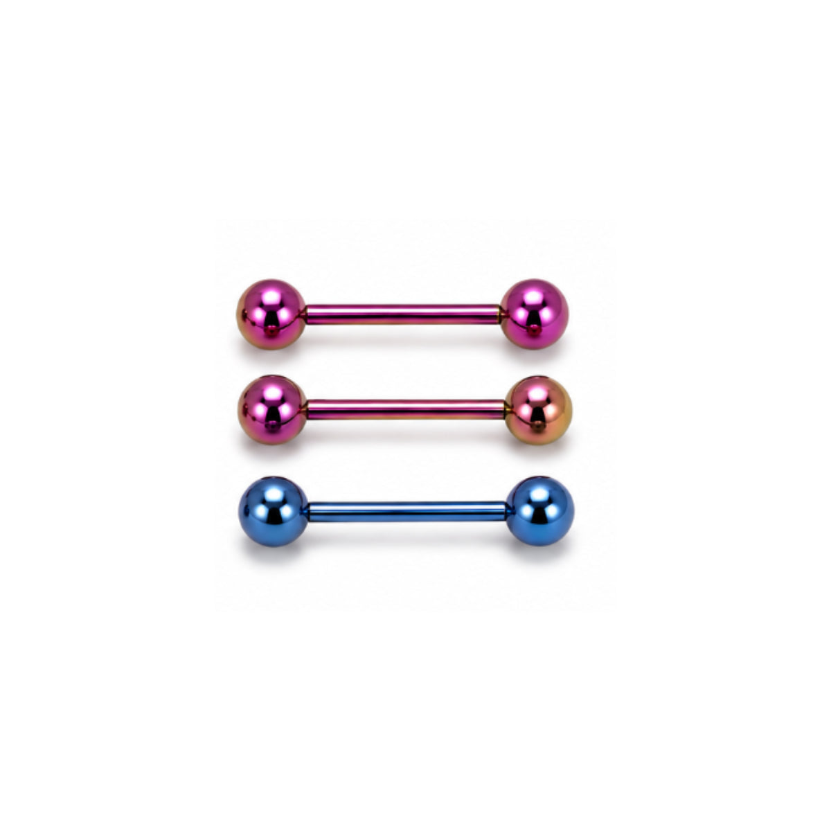 3 Pack Anodised Coloured 14mm Tongue & Nipple Bars