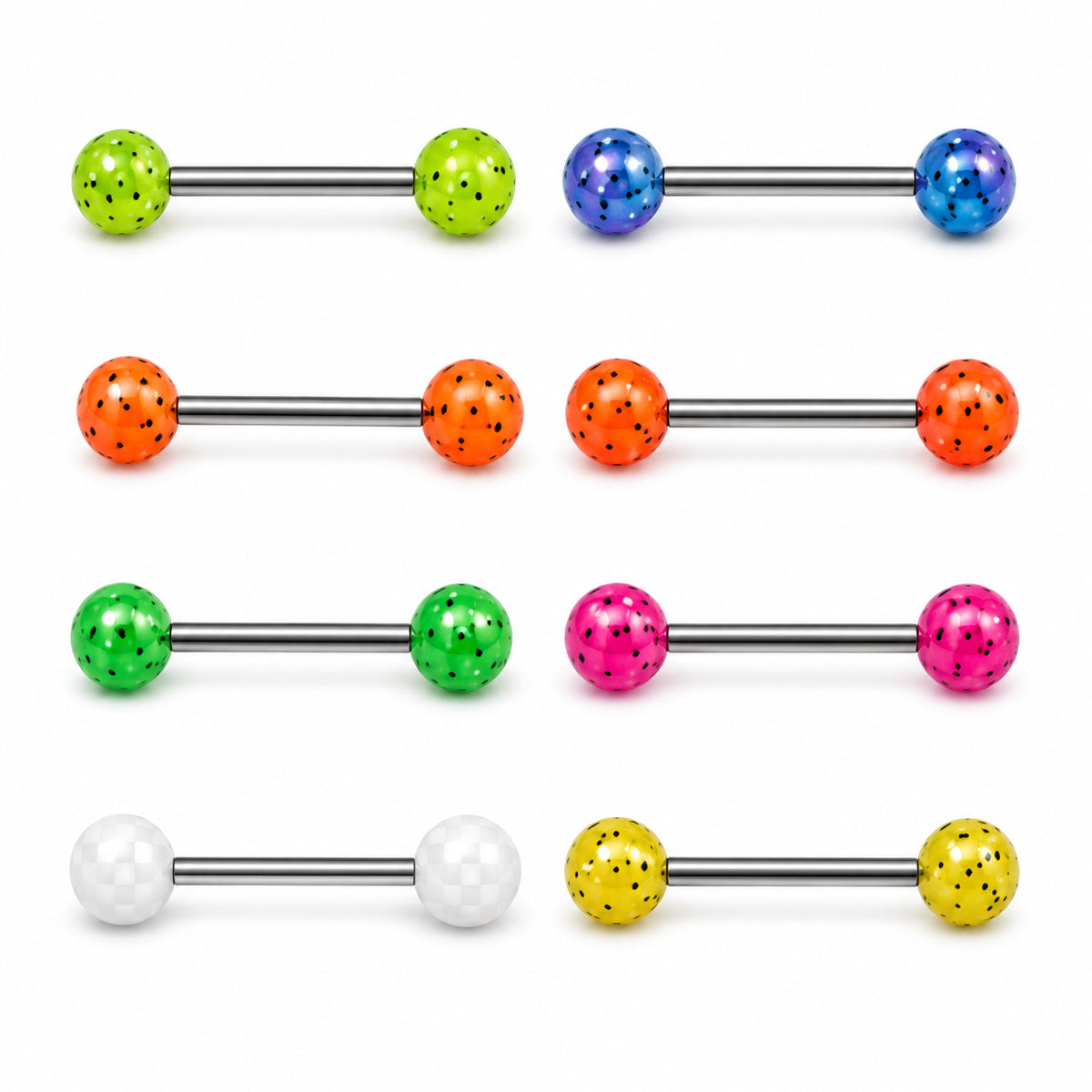 Speckled Ball Coloured Barbells 2 Pack - 12mm & 14mm