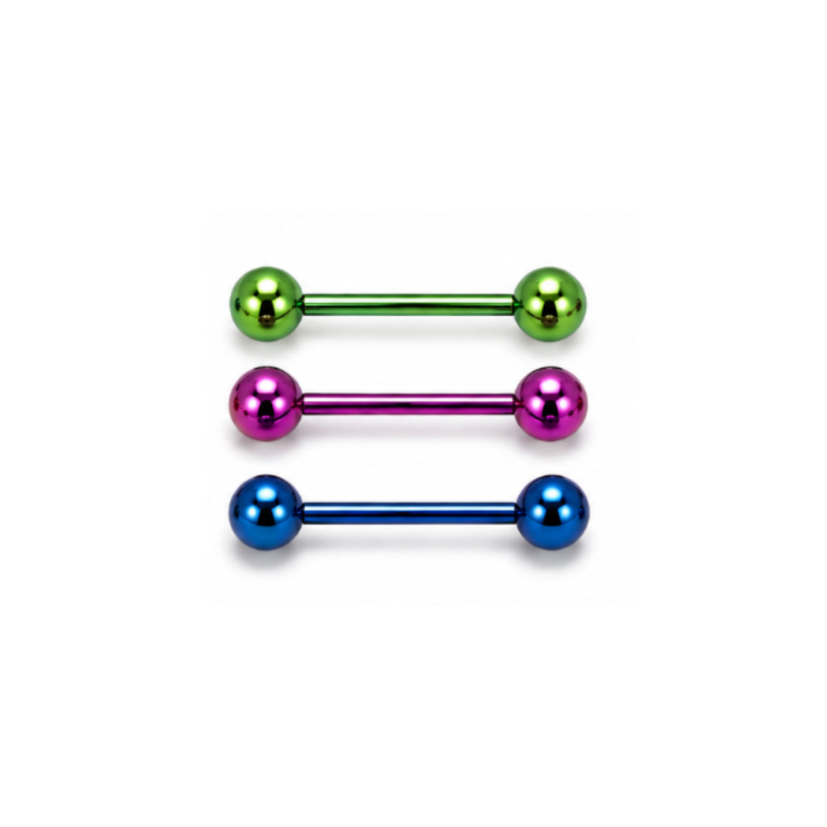 3 Pack Anodised Coloured 14mm Tongue & Nipple Bars