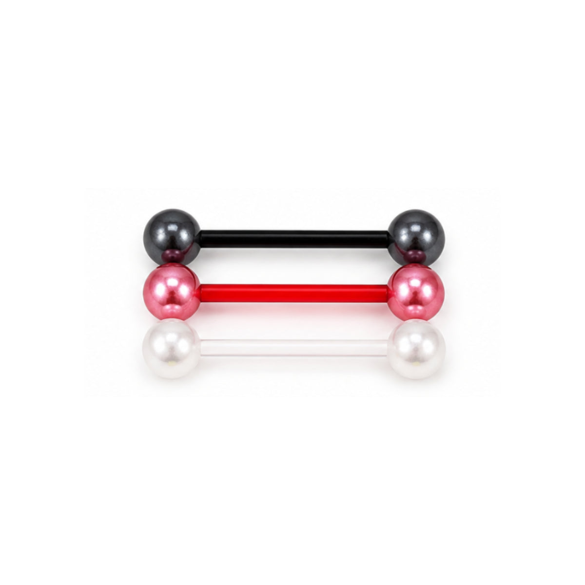 Set of 3 Bio Plastic Coloured Barbells 12mm & 14mm Tongue & Nipple Bars