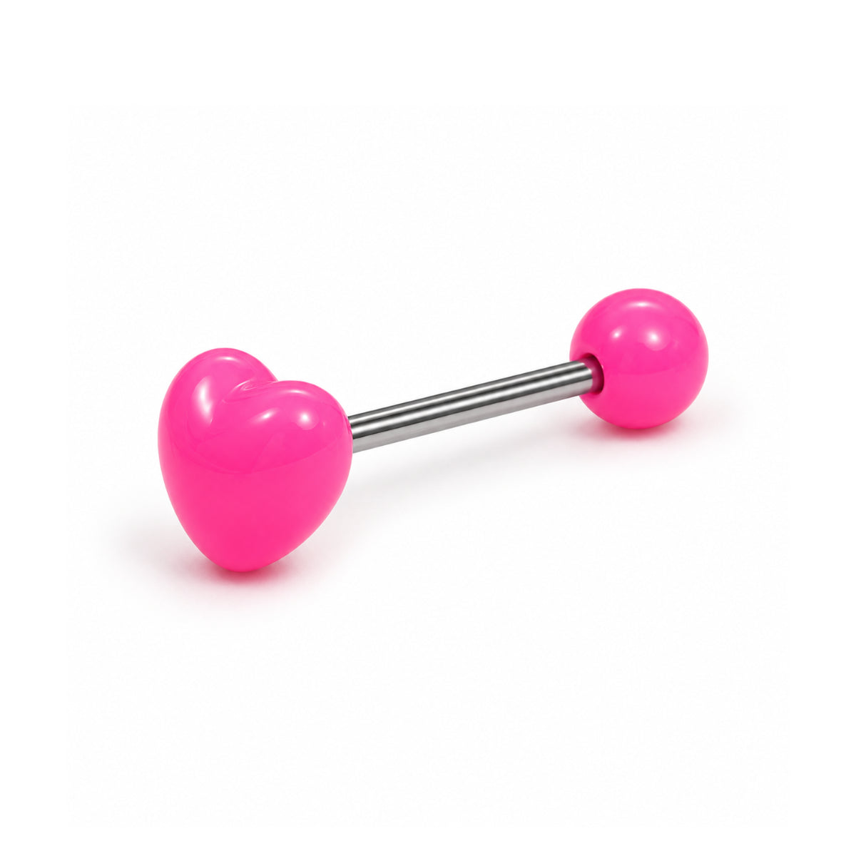 Pink Heart Shaped Barbell 12mm Tongue Bar