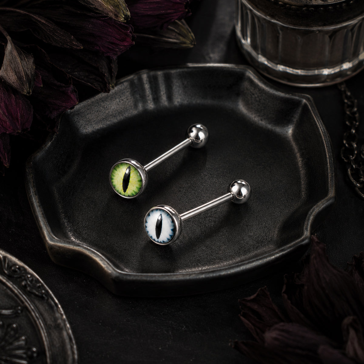 2 Pack Snake Dragon Eye Barbells 14mm Tongue Bars