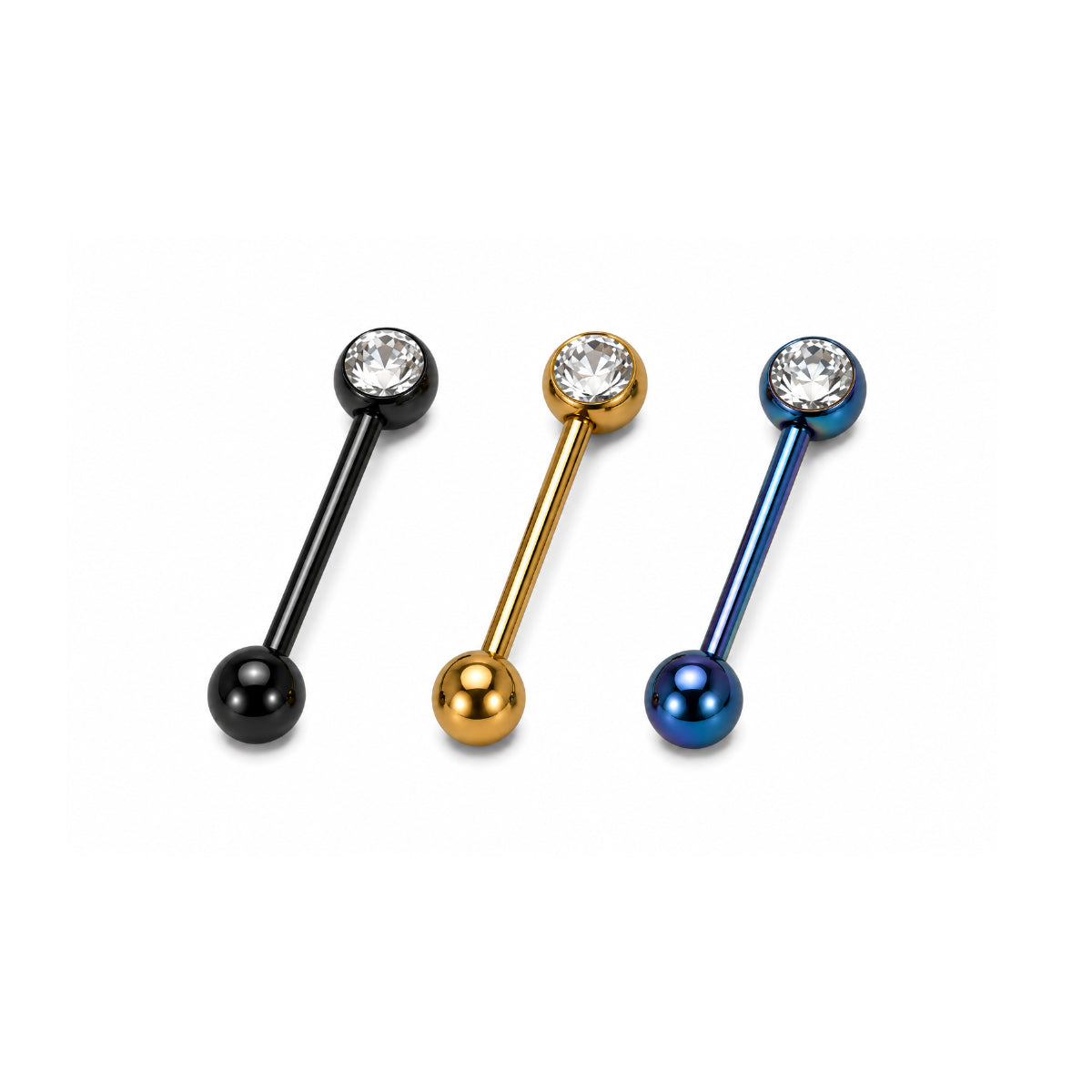 3 Pack Single Gem Barbells 14mm Tongue Bars
