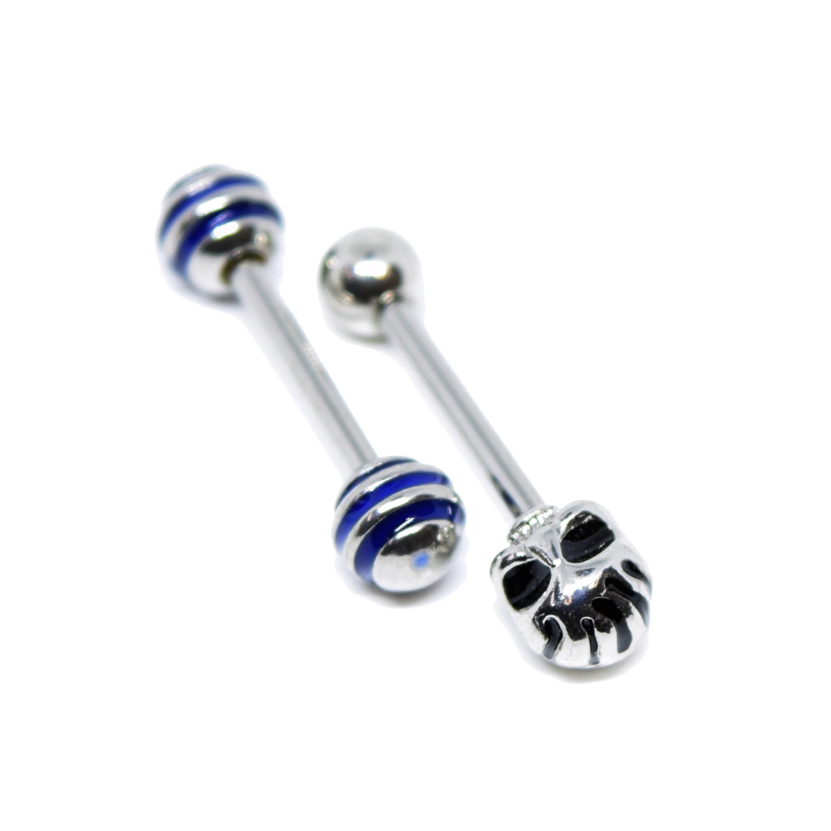 2 Pack Skull and Stripes Barbells 14mm Tongue Bars
