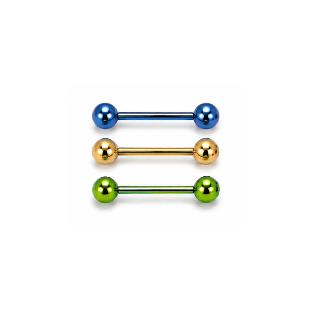 3 Pack Anodised Coloured 14mm Tongue & Nipple Bars