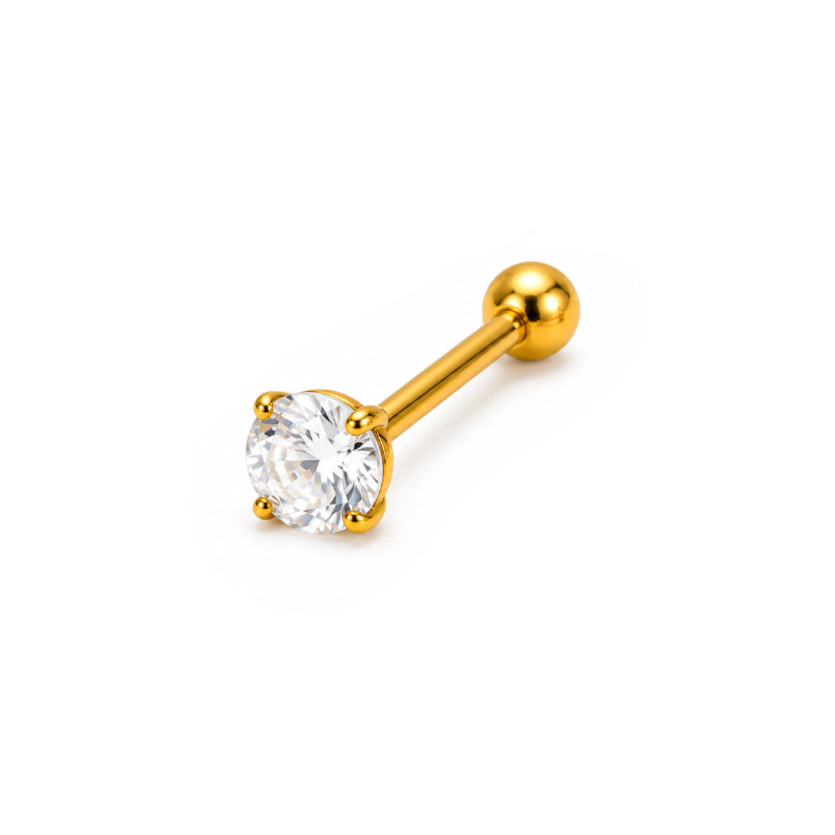 Classy Clear Gem Clasp Barbells 12mm & 14mm, Gold & Silver Tongue Bars