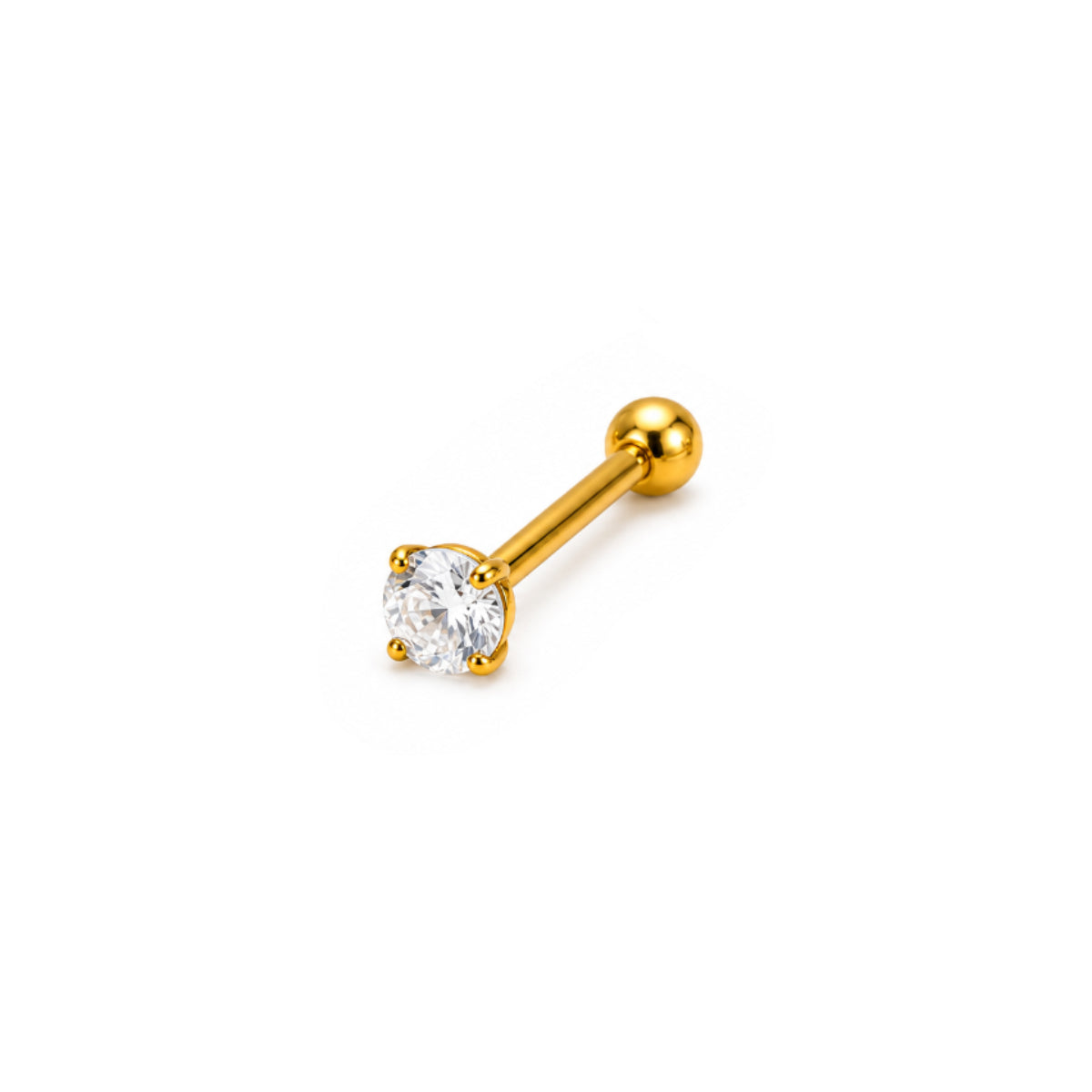Classy Clear Gem Clasp Barbells 12mm & 14mm, Gold & Silver Tongue Bars