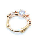 Rose Gold Square Diamante And Small Stones Crystal Hinged Clicker 1.2 / 8mm CLK05