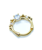 Gold Square Diamante And Small Stones Crystal Hinged Clicker 1.2 / 8mm CLK06