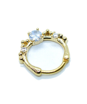 Gold Square Diamante And Small Stones Crystal Hinged Clicker 1.2 / 8mm CLK06