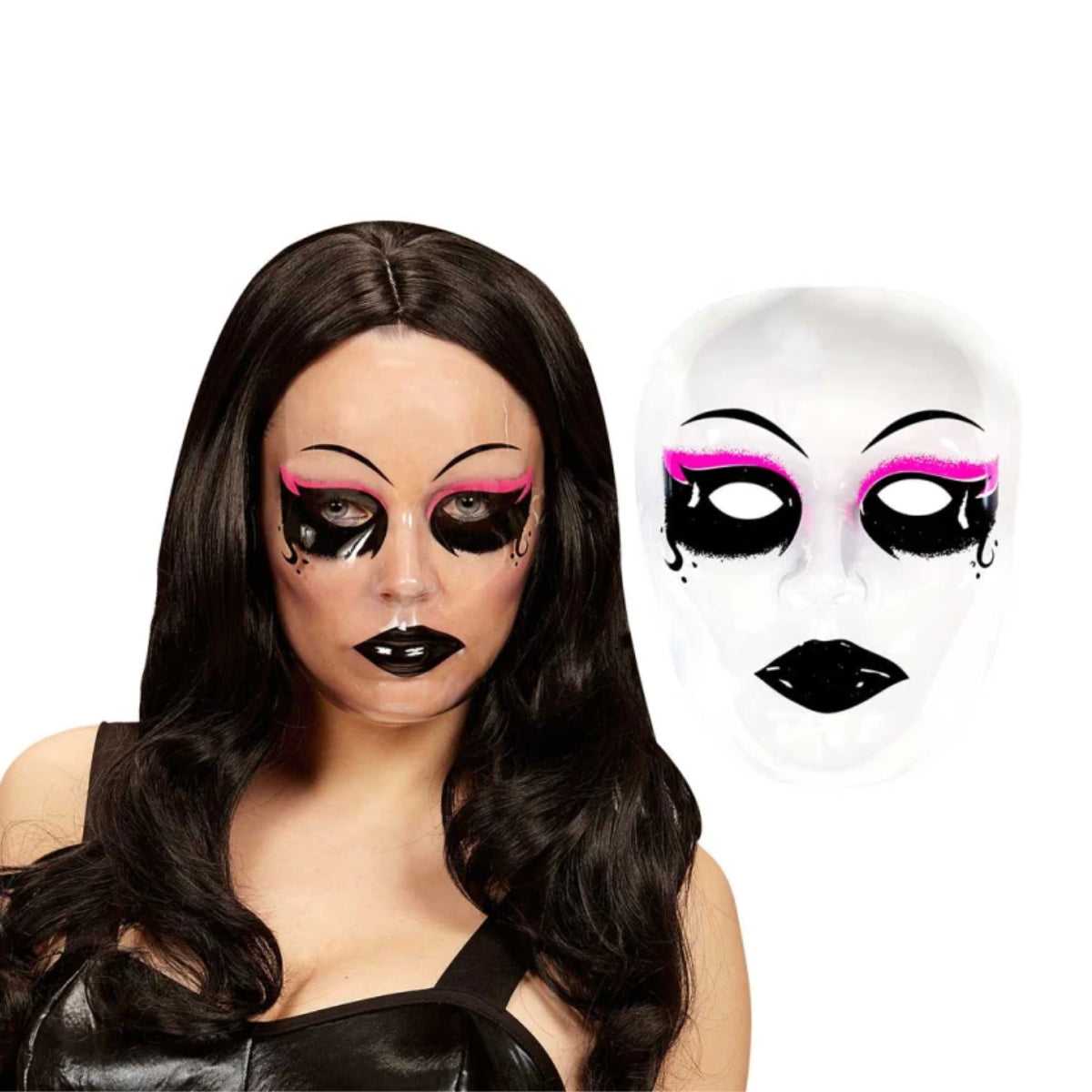 Clear Mask with Pink and Black Eyeshadow