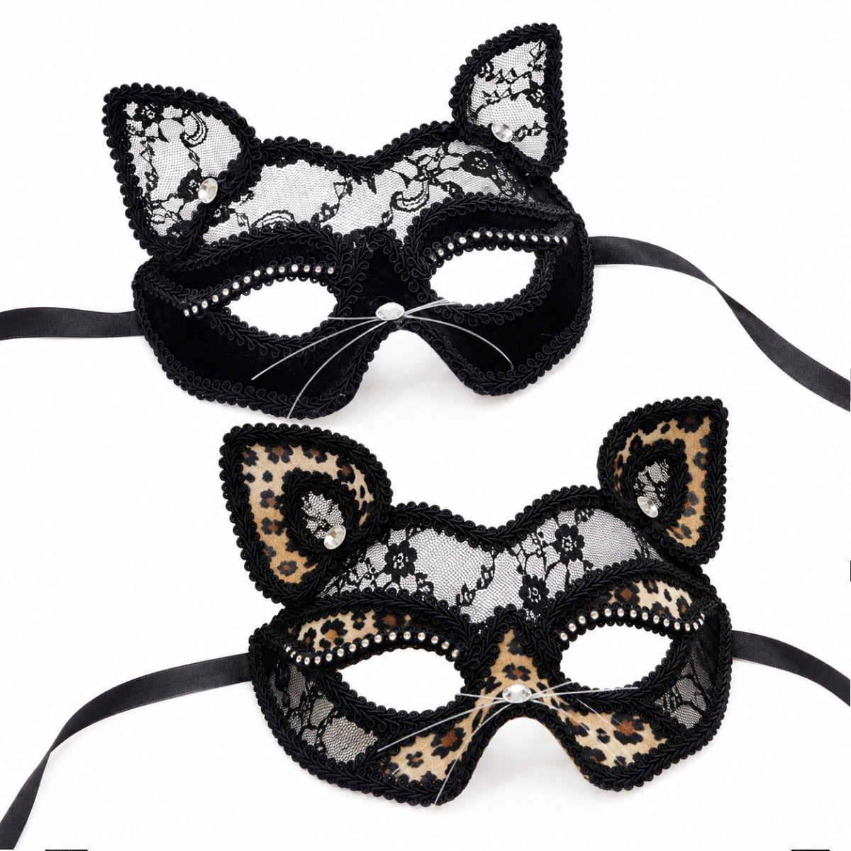 Lace & Leopard Masquerade Cat Mask