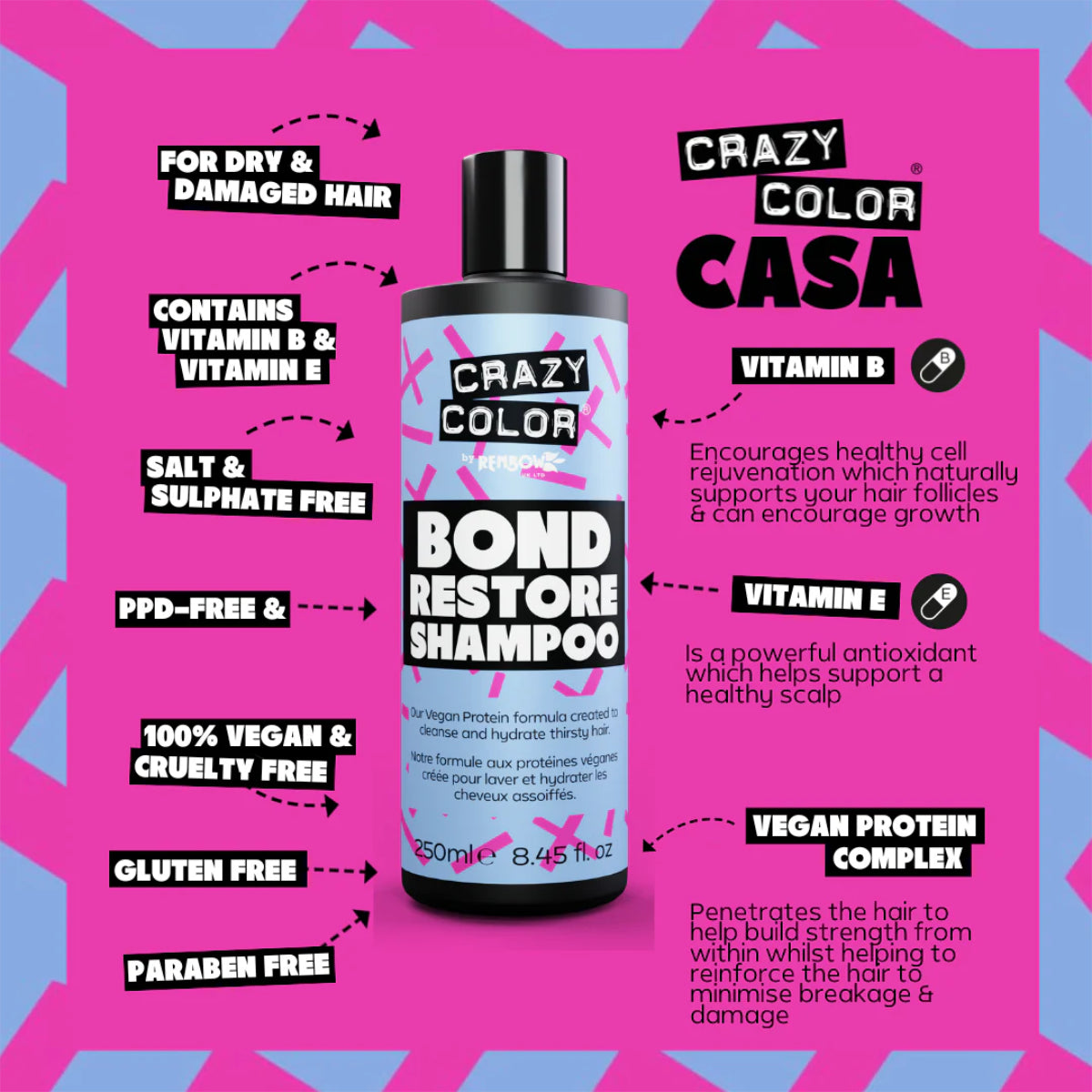 Crazy Color Bond Restore Shampoo, Conditioner & Mask Treatment