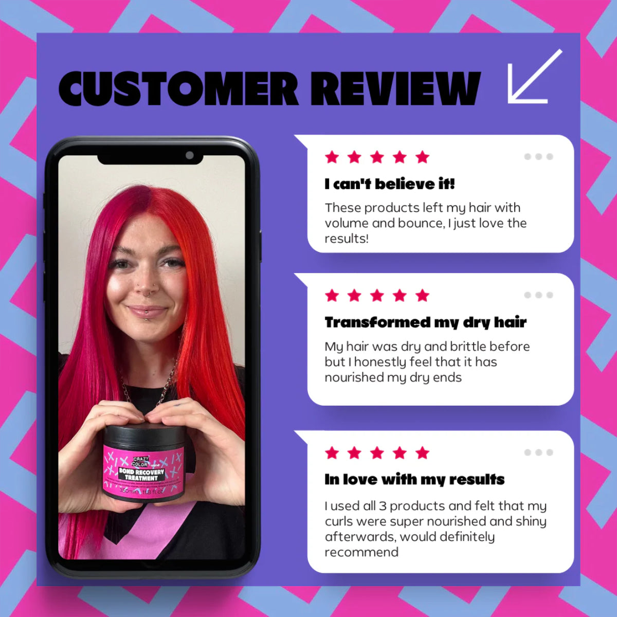 Crazy Color Bond Restore Shampoo, Conditioner & Mask Treatment