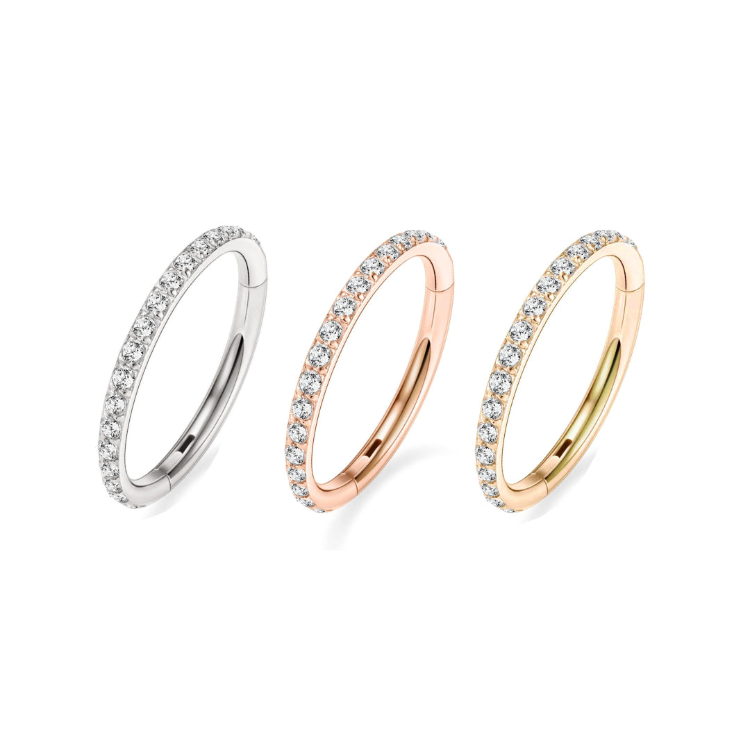 Clear Crystal Hinge Ring - Implant Grade Titanium