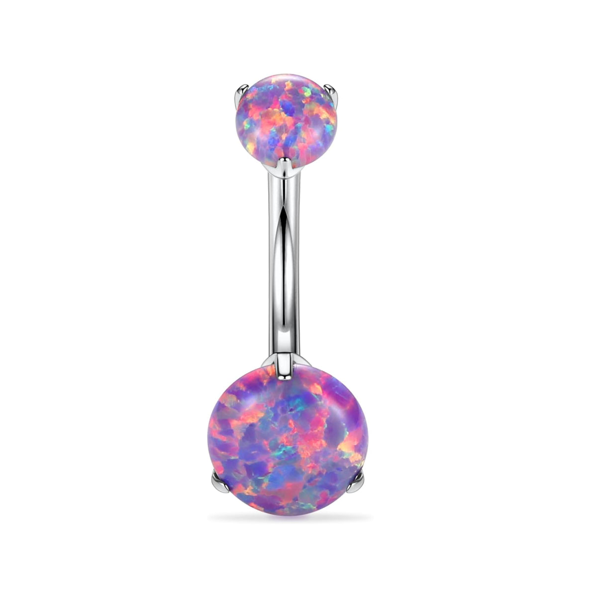 Dual Purple Opal Navel Bar - Implant Grade Titanium 10mm