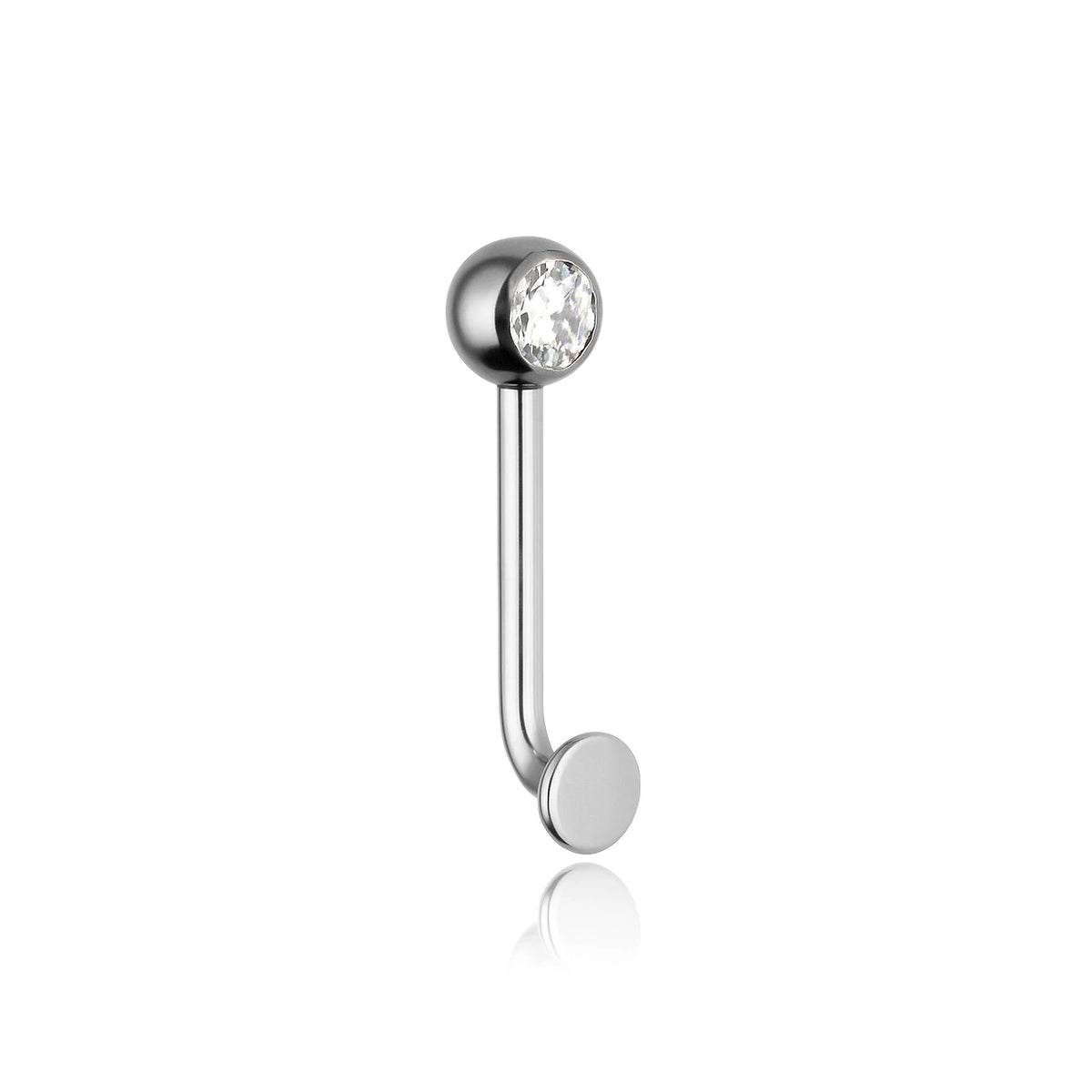Clear Gem Silver Titanium Christina Bar - Implant Grade Titanium