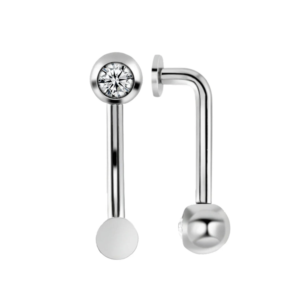 Clear Gem Silver Titanium Christina Bar - Implant Grade Titanium