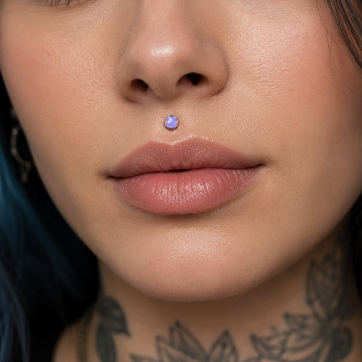 Titanium Lavender Opal Labret Bar - Implant Grade Titanium 8mm