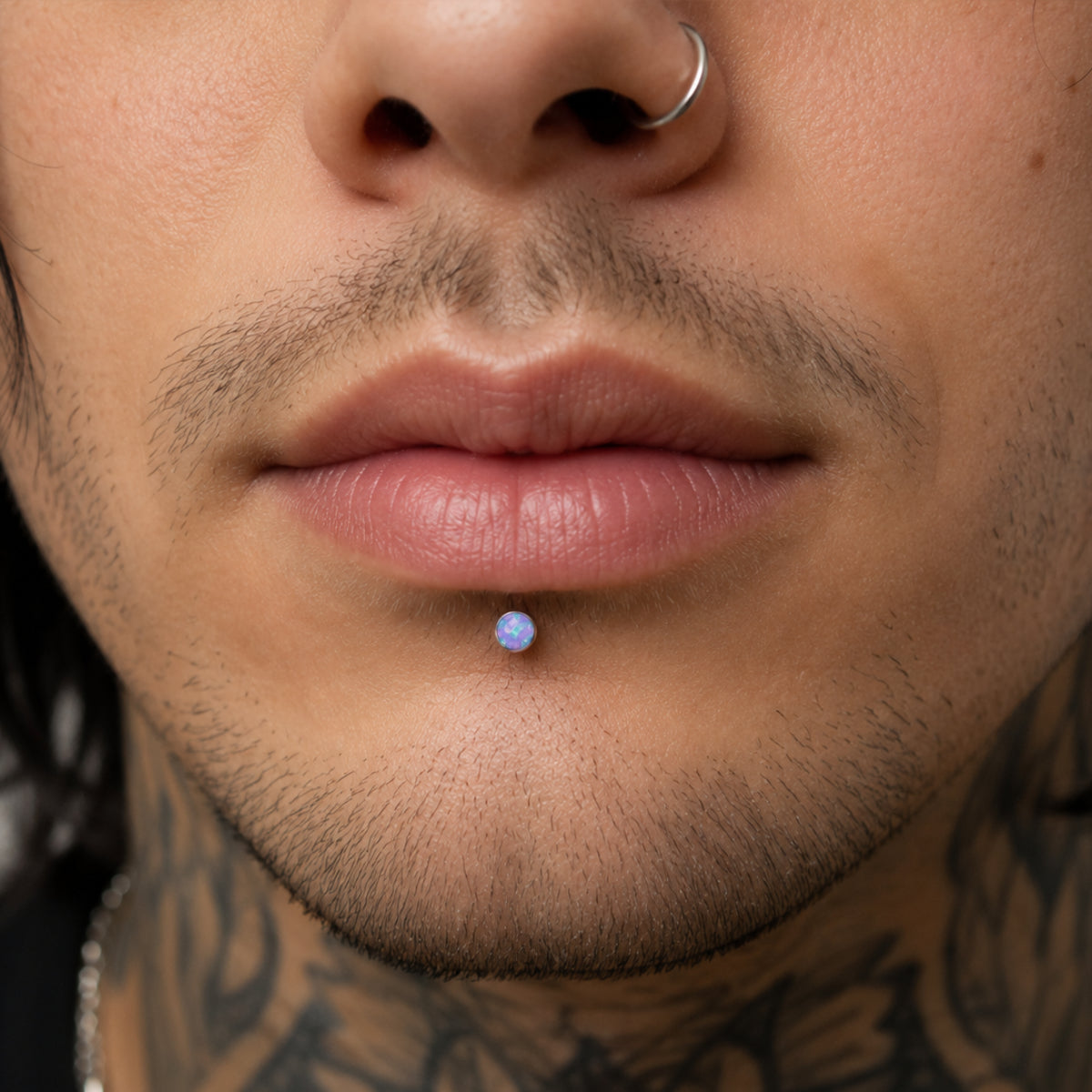 Titanium Lavender Opal Labret Bar - Implant Grade Titanium 8mm