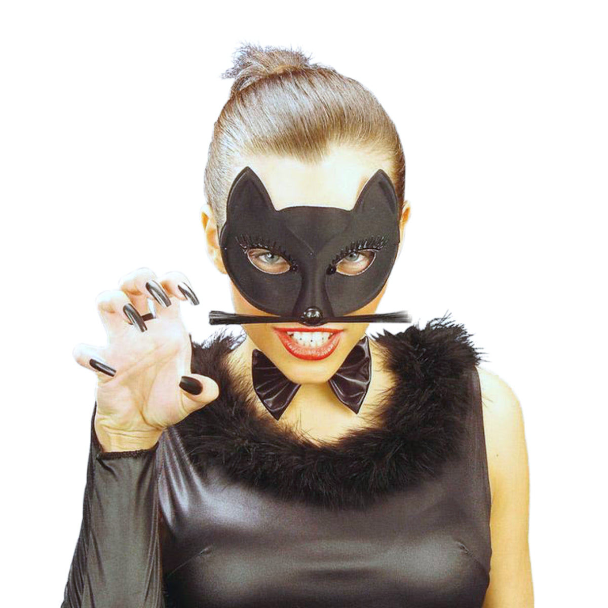 Domino Cat Eyemask with Whiskers - Black