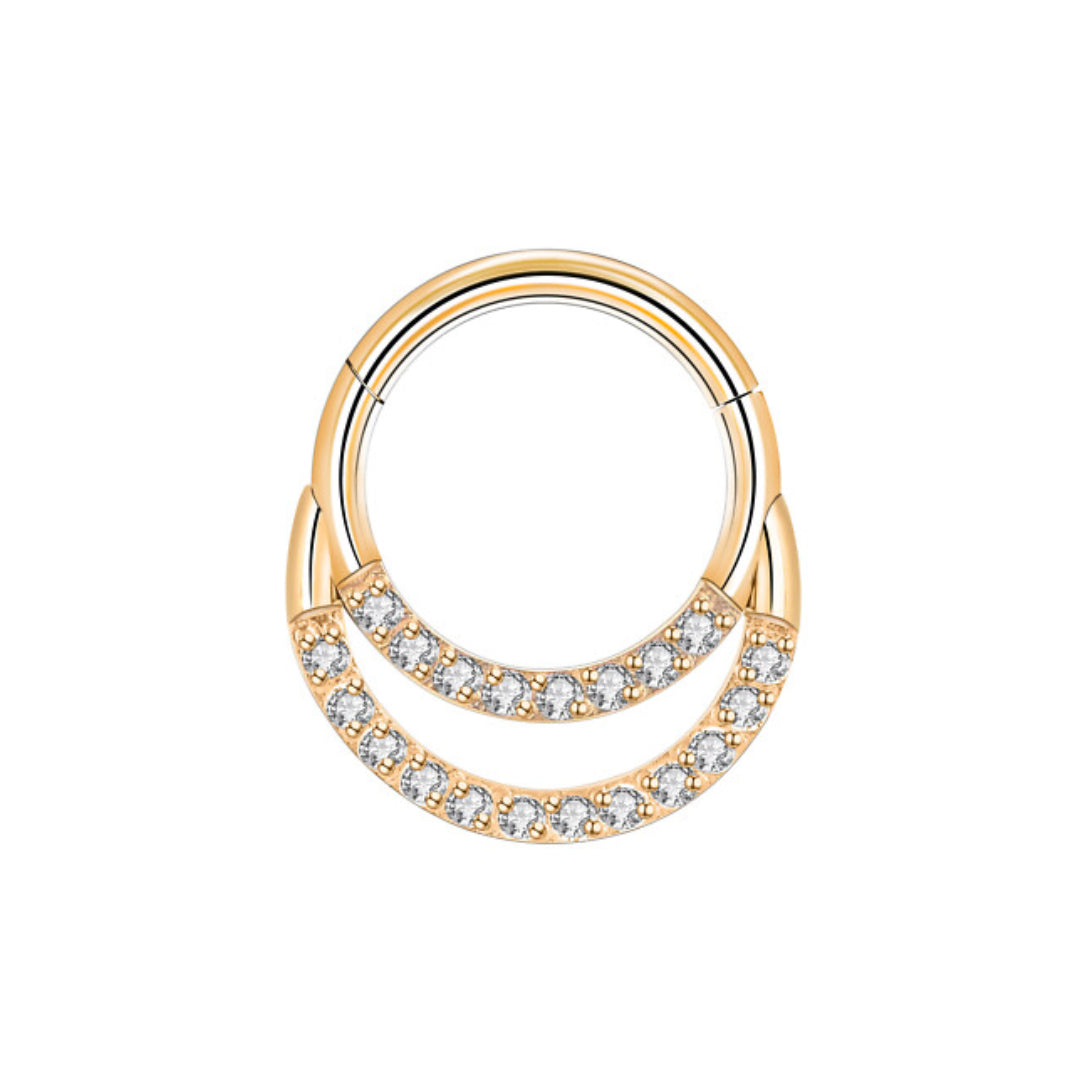 Titanium Double Crystal Hinge Ring