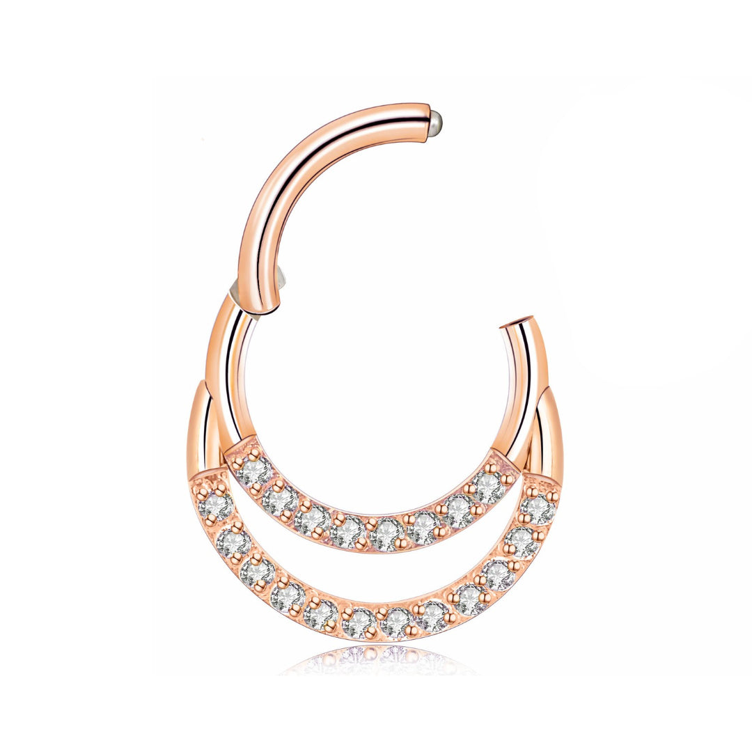 Titanium Double Crystal Hinge Ring