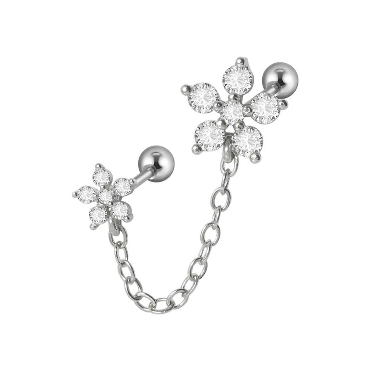 Diamante Flower Ear Chain 8mm & 10mm